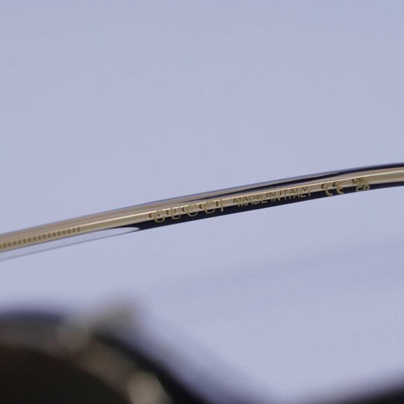 Gucci GG1212S 002 Sunglasses Black/Gold Round Frame, Crystal with Clip-On Lenses - Picture 8 of 11